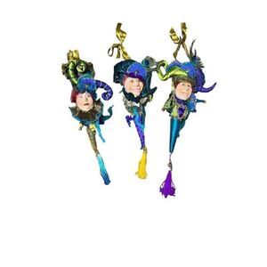 Katherine's Collection Kleski Alantini Harlequin Mardis Gras Hanging Cones Set o